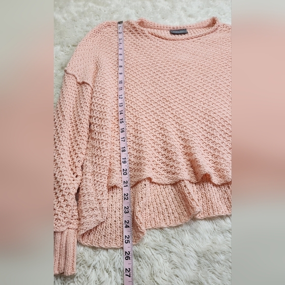 Wooden Ships Loose Knit Oversized Slouchy Cotton Blend Sweater Sz Med/LG Peach - Picture 7 of 9